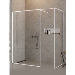 New Trendy New Modus White walk-in zuhanykabin 130x90 cm négyszögletes fehér matt/átlátszó üveg EXK-2319