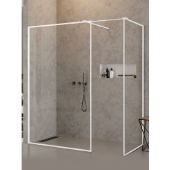 New Trendy New Modus White walk-in zuhanykabin 140x120 cm négyszögletes fehér matt/átlátszó üveg EXK-2324