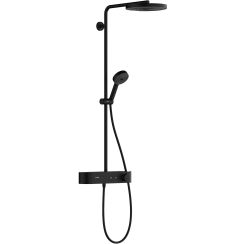 Hansgrohe Pulsify S zuhany készlet fal termosztáttal trópusi zuhany opcióval fekete 24220670