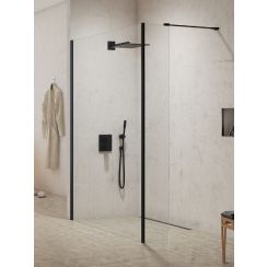 New Trendy New Modus Black zuhanykabin fal walk-in 100 cm fekete félfényes/átlátszó üveg EXK-5565