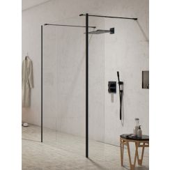 New Trendy New Modus Black zuhanykabin fal walk-in 140 cm fekete félfényes/átlátszó üveg EXK-5610
