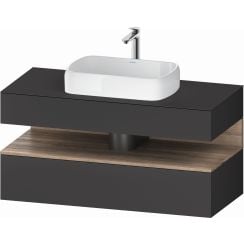 Duravit Qatego szekrény 120x55x60 cm mosdókagyló alá akasztható grafit-tölgy QA4732055490010
