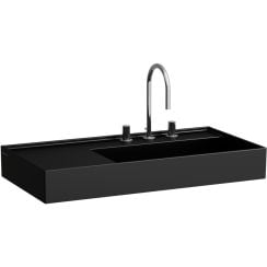 Laufen Kartell mosdótál 90x46 cm négyszögletes klasszikus fekete matt H8183397161111