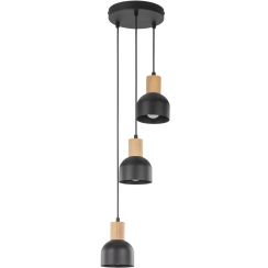 TK Lighting Cairo függőlámpa 3x15 W fekete-fa 4895