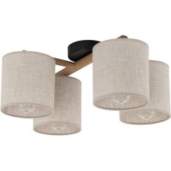 TK Lighting Deva Nature mennyezeti lámpa 4x15 W fekete-szürke-fa 6866