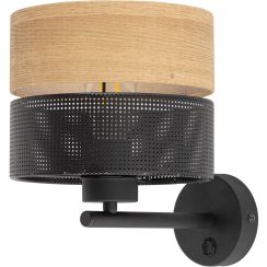 TK Lighting Nicol oldalfali lámpa 1x15 W fekete-fa 6539