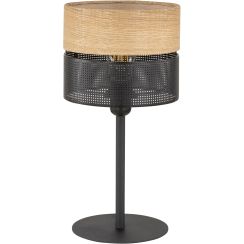 TK Lighting Nicol asztali lámpa 1x15 W fekete-fa 5124