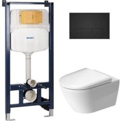 Készlet WC csésze lassú záródású ülőkével Duravit D-Neo 45770900A1, beépíthető keret Duravit DuraSystem WD1029000000, WD5009031000