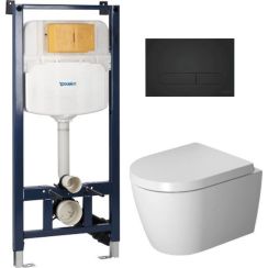 Készlet WC csésze lassú záródású ülőkével Duravit ME by Starck 45300900A1, beépíthető keret Duravit DuraSystem WD1029000000, WD5009031000