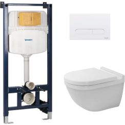 Készlet WC csésze lassú záródású ülőkével Duravit Starck 3 45270900A1, beépíthető keret Duravit DuraSystem WD1029000000, WD5009011000