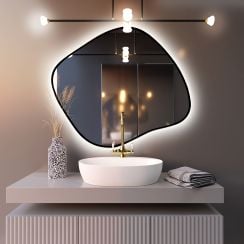 Baltica Design Bright Stain III tükör 100x87 cm világítással fekete 5904107920269