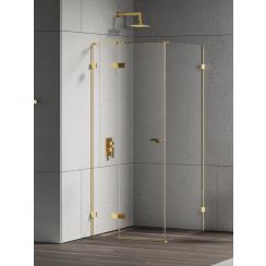 New Trendy Eventa Gold Shine zuhanykabin 100x100 cm négyzet arany fényes/átlátszó üveg EXK-4704