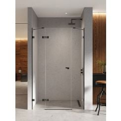 New Trendy Eventa Black Chrome zuhanyajtók 130 cm dönthető fekete fényes/átlátszó üveg EXK-6139