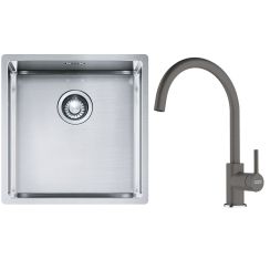 Készlet acél mosogató Franke Box 127.0453.654, konyhai csaptelep Franke Lina 115.0626.022