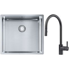 Készlet acél mosogató Franke Box 127.0453.655, konyhai csaptelep Franke Eos 115.0613.671