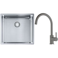 Készlet acél mosogató Franke Box 127.0453.655, konyhai csaptelep Franke Lina 115.0626.022