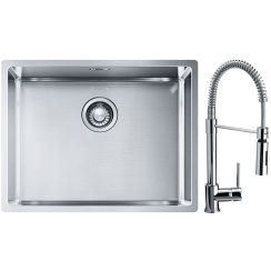 Készlet acél mosogató Franke Box 127.0453.660, konyhai csaptelep Franke Coxy 115.0159.732