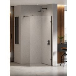 New Trendy Eventa Black Chrome zuhanykabin fal walk-in 110 cm fekete fényes/átlátszó üveg EXK-6299