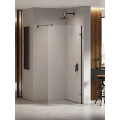 New Trendy Eventa Black Chrome zuhanykabin fal walk-in 150 cm fekete fényes/átlátszó üveg EXK-6303