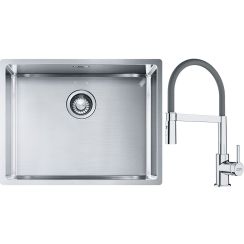 Készlet acél mosogató Franke Box 127.0453.660, konyhai csaptelep Franke Lina 115.0626.087