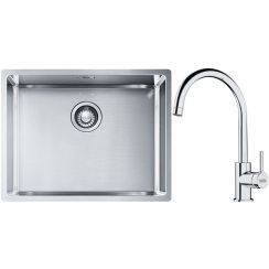 Készlet acél mosogató Franke Box 127.0453.660, konyhai csaptelep Franke Lina 115.0693.228