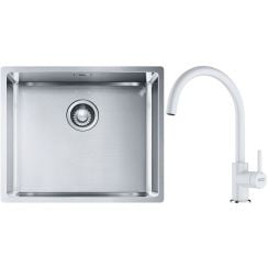 Készlet acél mosogató Franke Box 127.0453.656, konyhai csaptelep Franke Lina 115.0626.024