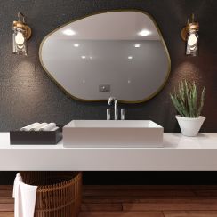Baltica Design Bright Stain I tükör 100x72 cm világítással arany 5904107917030