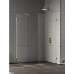 New Trendy Eventa Gold Shine walk-in zuhanykabin 160x80 cm négyszögletes arany fényes/átlátszó üveg EXK-4874