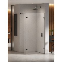 New Trendy Eventa Black Chrome zuhanykabin fal walk-in 140 cm fekete fényes/átlátszó üveg EXK-6314