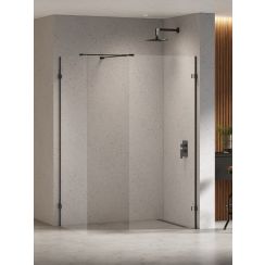 New Trendy Eventa Black Chrome walk-in zuhanykabin 160x90 cm fekete fényes/átlátszó üveg EXK-6346