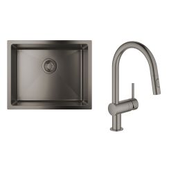 Készlet acél mosogató Grohe K700U 31574AL1, konyhai csaptelep Grohe Minta 32321AL2