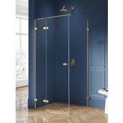 New Trendy Avexa Gold Brushed zuhanykabin 120x110 cm négyszögletes arany csiszolt/átlátszó üveg EXK-1874