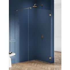 New Trendy Avexa Gold Brushed zuhanykabin fal walk-in 130 cm arany csiszolt/átlátszó üveg EXK-7018
