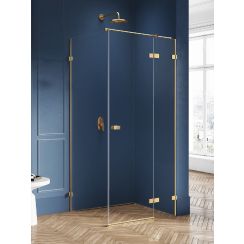New Trendy Avexa Gold Brushed zuhanykabin 120x110 cm négyszögletes arany csiszolt/átlátszó üveg EXK-1880