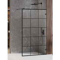 New Trendy Avexa Black zuhanykabin fal walk-in 130 cm fekete matt üveg/átlátszó üveg EXK-2026