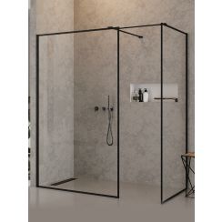 New Trendy New Modus Black walk-in zuhanykabin 150x120 cm fekete matt/átlátszó üveg EXK-5667