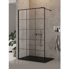 New Trendy New Modus Black zuhanykabin fal walk-in 120 cm fekete matt üveg/átlátszó üveg EXK-5550