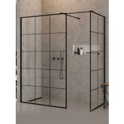 New Trendy New Modus Black walk-in zuhanykabin 150x90 cm négyszögletes fekete matt/átlátszó üveg EXK-5650