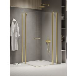 New Trendy New Soleo Light Gold zuhanykabin 120x90 cm négyszögletes arany fényes/átlátszó üveg K-1888
