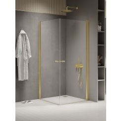 New Trendy New Soleo Light Gold zuhanykabin 100x90 cm négyszögletes arany fényes/átlátszó üveg K-1883