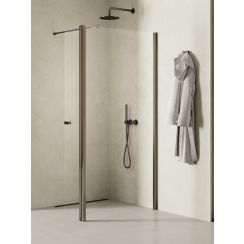 New Trendy New Soleo Gunmetal Brushed zuhanykabin fal walk-in 120 cm grafit csiszolt/átlátszó üveg K-2279