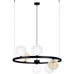 Kaja Saturno függőlámpa 6x10 W fehér-fekete-borostyán K-5695