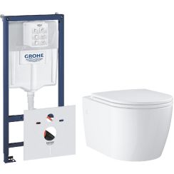 Készlet WC csésze lassú záródású ülőkével Grohe Start 103848SH00, beépíthető keret Grohe Rapid SL 38539001