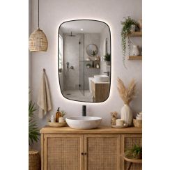 Baltica Design Stone Calm tükör 60x90 cm világítással fekete 5904107932620