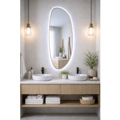 Baltica Design Stone Fluid tükör 50x155 cm világítással arany 5904107932781