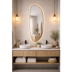 Baltica Design Stone Fluid tükör 50x155 cm világítással fekete 5904107932767