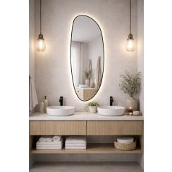 Baltica Design Stone Fluid tükör 50x155 cm világítással fekete 5904107932743
