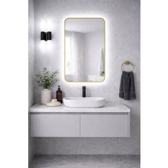 Baltica Design Stone Aura tükör 60x90 cm világítással arany 5904107932842