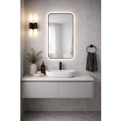Baltica Design Stone Aura tükör 60x90 cm világítással fekete 5904107932804
