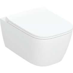 Geberit Smyle Square wc csésze lassú záródású ülőkével függesztett perem nélkül mély öblítéssel fehér fényes 503.171.00.1